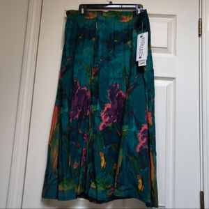 NWT Dena Lauren Green Floral Midi Skirt Vintage Deadstock Plus Size 3X